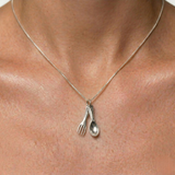 Spoon and Fork Necklace - Silver Cutlery Pendant - Food Lover Necklace