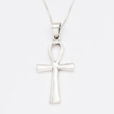 Silver Cross Necklace - Egyptian Ankh Pendant - Minimalist Cross Pendant