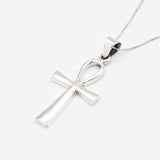 Silver Cross Necklace - Egyptian Ankh Pendant - Minimalist Cross Pendant