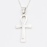 Silver Cross Necklace - Egyptian Ankh Pendant - Minimalist Cross Pendant