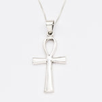 Silver Cross Necklace - Egyptian Ankh Pendant - Minimalist Cross Pendant made in 925 Sterling Silver. Ideal for everyday wear and perfect for birthday gifting and special occasions.