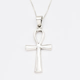 Silver Cross Necklace - Egyptian Ankh Pendant - Minimalist Cross Pendant made in 925 Sterling Silver. Ideal for everyday wear and perfect for birthday gifting and special occasions.