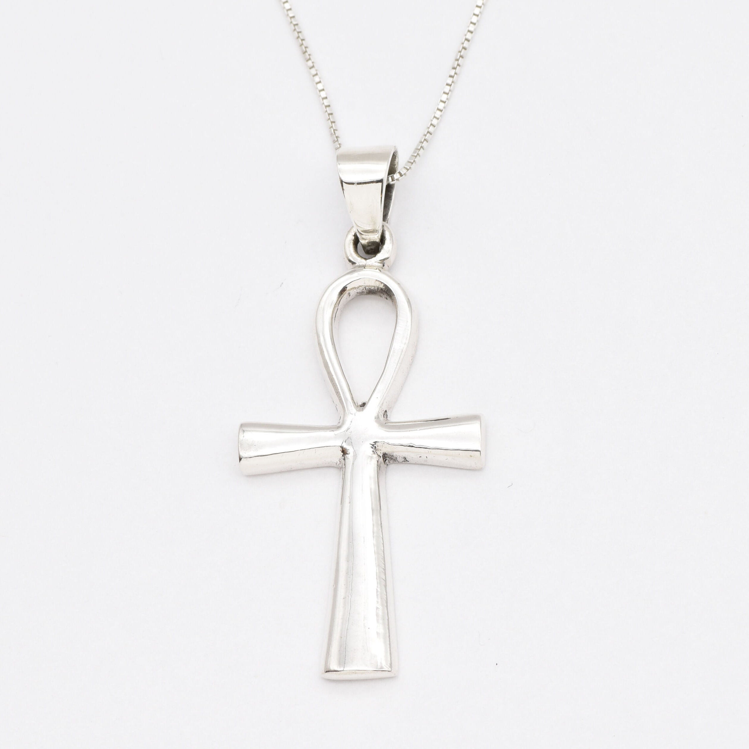 Silver Cross Necklace - Egyptian Ankh Pendant - Minimalist Cross Pendant made in 925 Sterling Silver. Ideal for everyday wear and perfect for birthday gifting and special occasions.