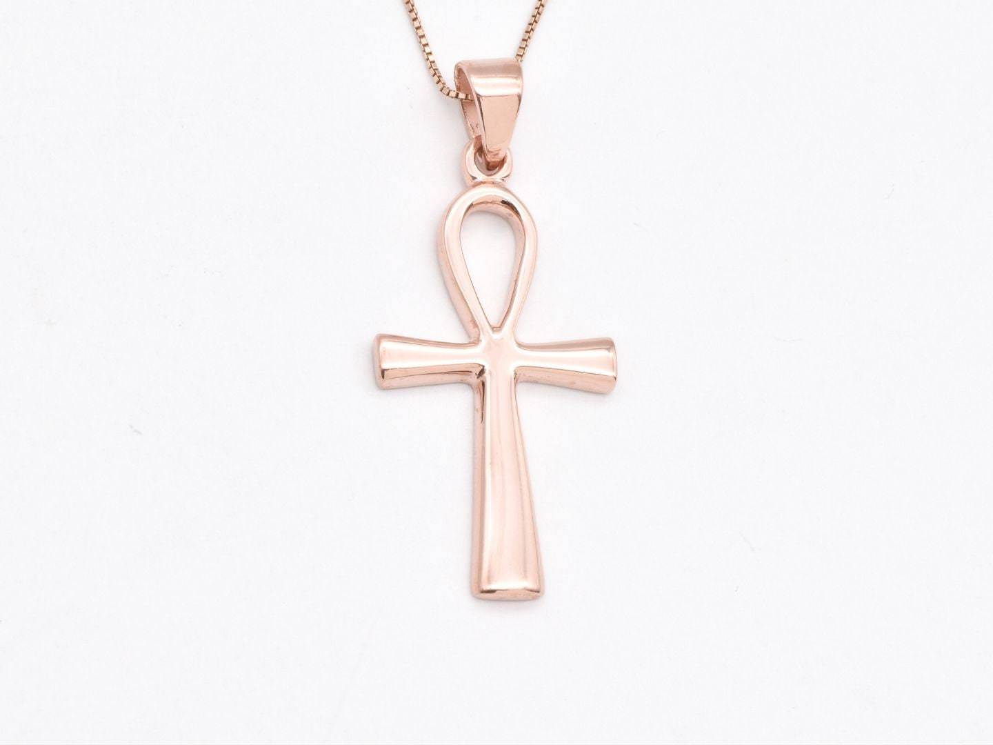 Silver Cross Necklace - Egyptian Ankh Pendant - Minimalist Cross Pendant