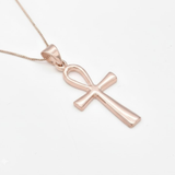 Elegant Rose Gold Ankh Pendant, symbolizing life, ideal for daily wear and thoughtful birthday or special occasion gifts.