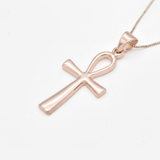 Rose Gold Ankh Pendant - Cross Of Life Necklace, Minimalist Cross Pendant