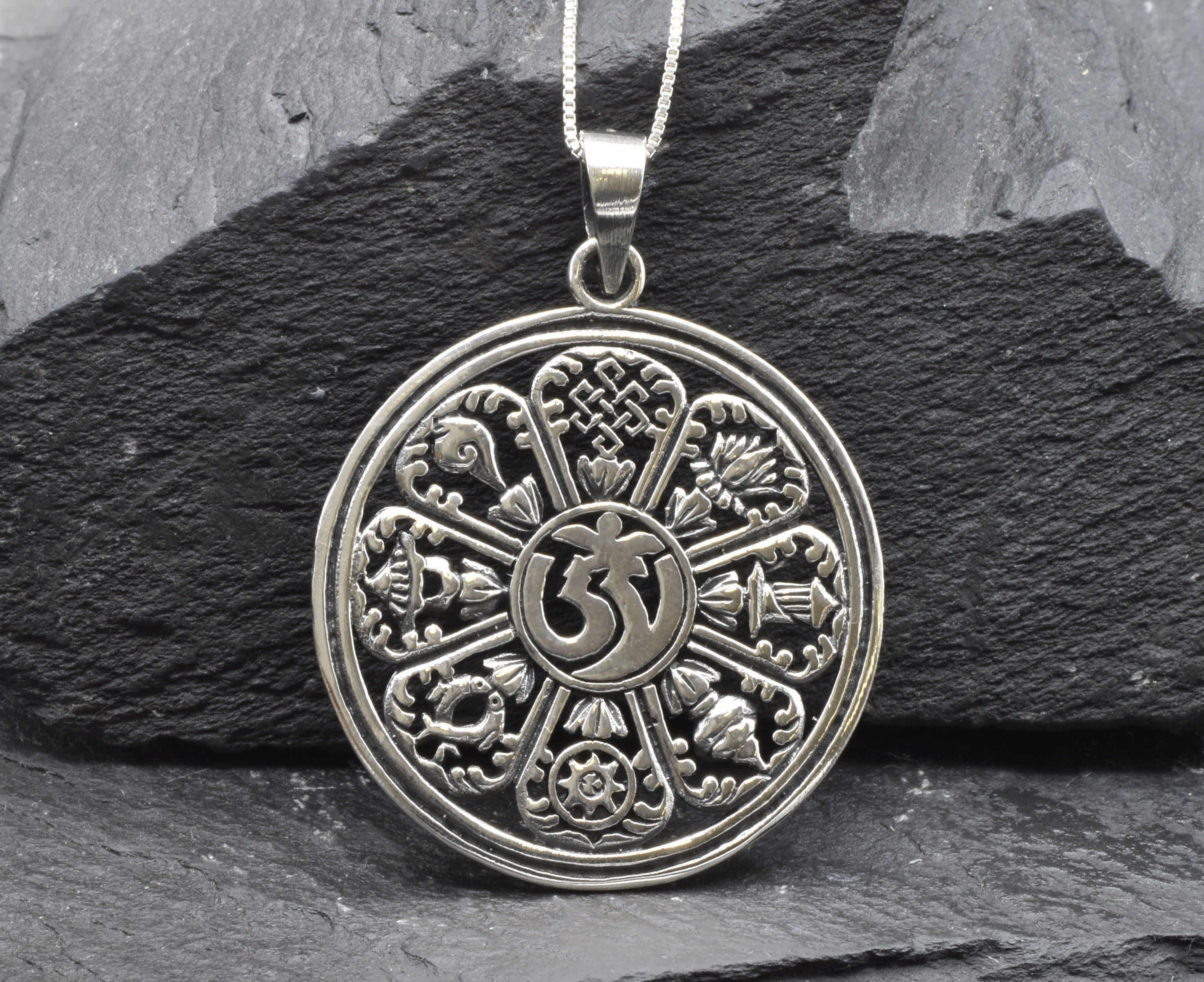 Silver Mandala Necklace - Spiritual Circle Necklace, Silver Ohm Pendan ...