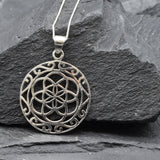 Filigree Flower Pendant - Artistic Gold Necklace, Gold Celtic Pendant