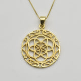 Filigree Flower Necklace - Silver Round Necklace - Silver Mandala Pendant