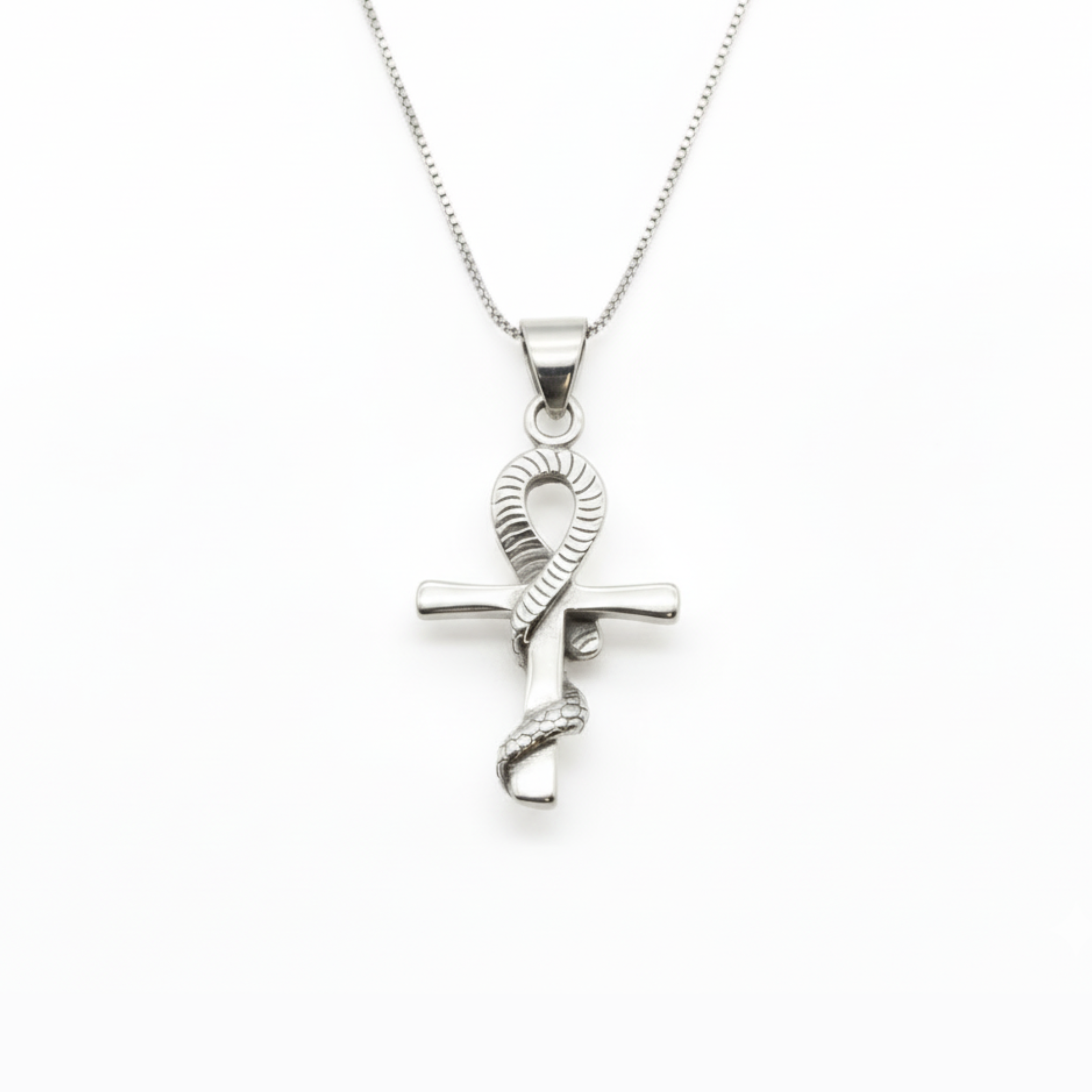Snake Cross Necklace - Timeless 925 Sterling Silver piece, perfect for daily wear and as a thoughtful gift for special occasions.