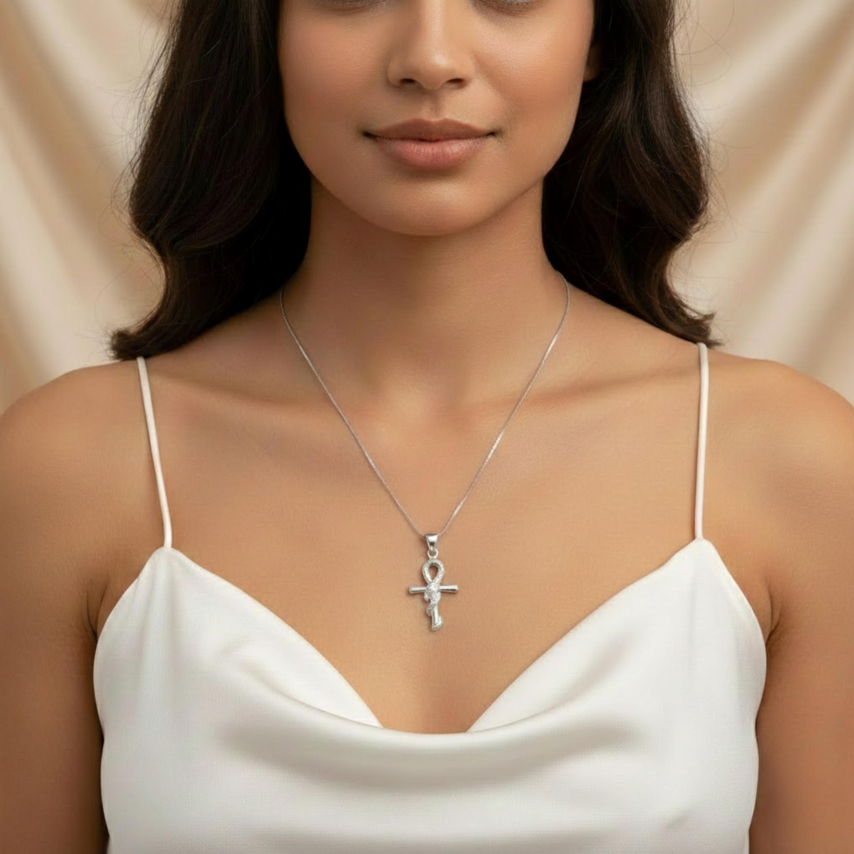 Snake Cross Necklace - Elegant 925 Sterling Silver design, perfect gift for birthdays and special occasions. Ideal for daily wear.