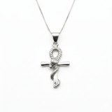 Snake Cross Necklace - Silver Cross Necklace - Egyptian Necklace made in 925 Sterling Silver. Ideal for everyday wear and perfect for birthday gifting and special occasions.