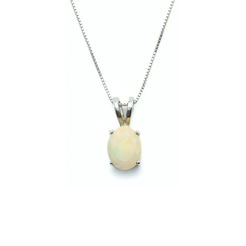 Opal Pendant, Natural Opal Pendant, Ethiopian Opal, Fire Opal Pendant, October Birthstone, Dainty White Pendant, Opal Necklace, Solid Silver