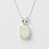 Fire Opal Pendant - Real Opal Necklace - October Birthstone Necklace