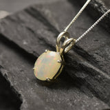 Fire Opal Pendant - Real Opal Necklace - October Birthstone Necklace