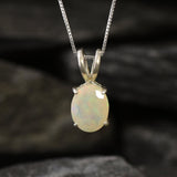 Fire Opal Pendant - Real Opal Necklace - October Birthstone Necklace