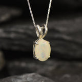 Fire Opal Pendant - Real Opal Necklace - October Birthstone Necklace