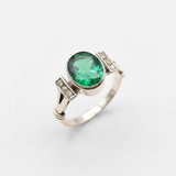 Vintage Emerald Ring - Green Oval Ring, Unique Emerald Ring
