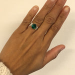 Emerald Ring, Created Emerald, Antique Ring, Green Vintage Ring, Promise Ring, 3 Carat Solitaire Ring, Proposal Ring, 925 Solid Silver Ring