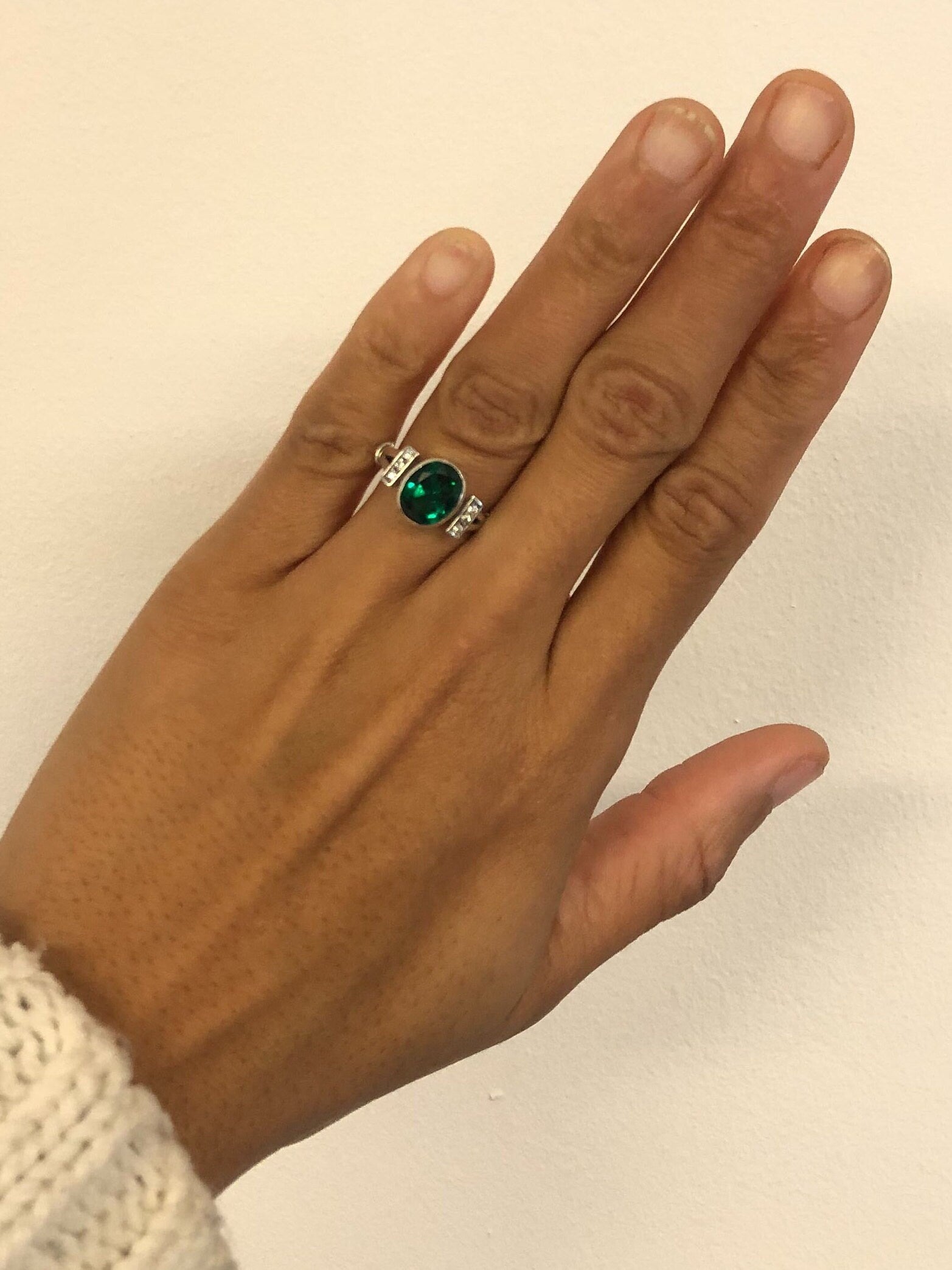 Emerald Ring, Created Emerald, Antique Ring, Green Vintage Ring, Promise Ring, 3 Carat Solitaire Ring, Proposal Ring, 925 Solid Silver Ring
