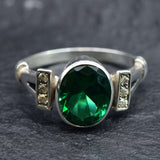 Emerald Ring, Created Emerald, Antique Ring, Green Vintage Ring, Promise Ring, 3 Carat Solitaire Ring, Proposal Ring, 925 Solid Silver Ring