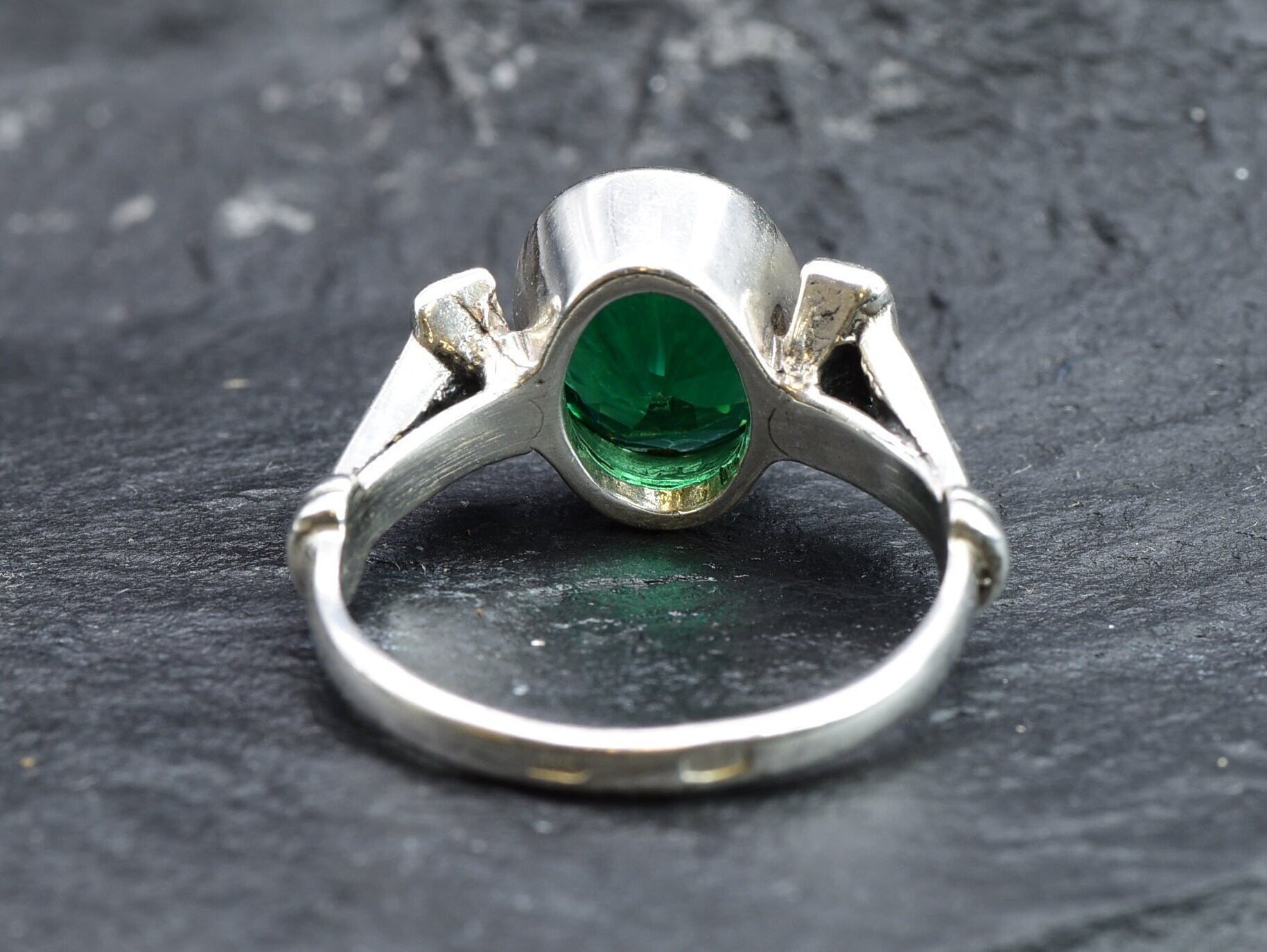 Emerald Ring, Created Emerald, Antique Ring, Green Vintage Ring, Promise Ring, 3 Carat Solitaire Ring, Proposal Ring, 925 Solid Silver Ring