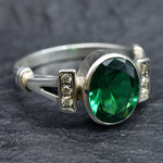 Emerald Ring, Created Emerald, Antique Ring, Green Vintage Ring, Promise Ring, 3 Carat Solitaire Ring, Proposal Ring, 925 Solid Silver Ring