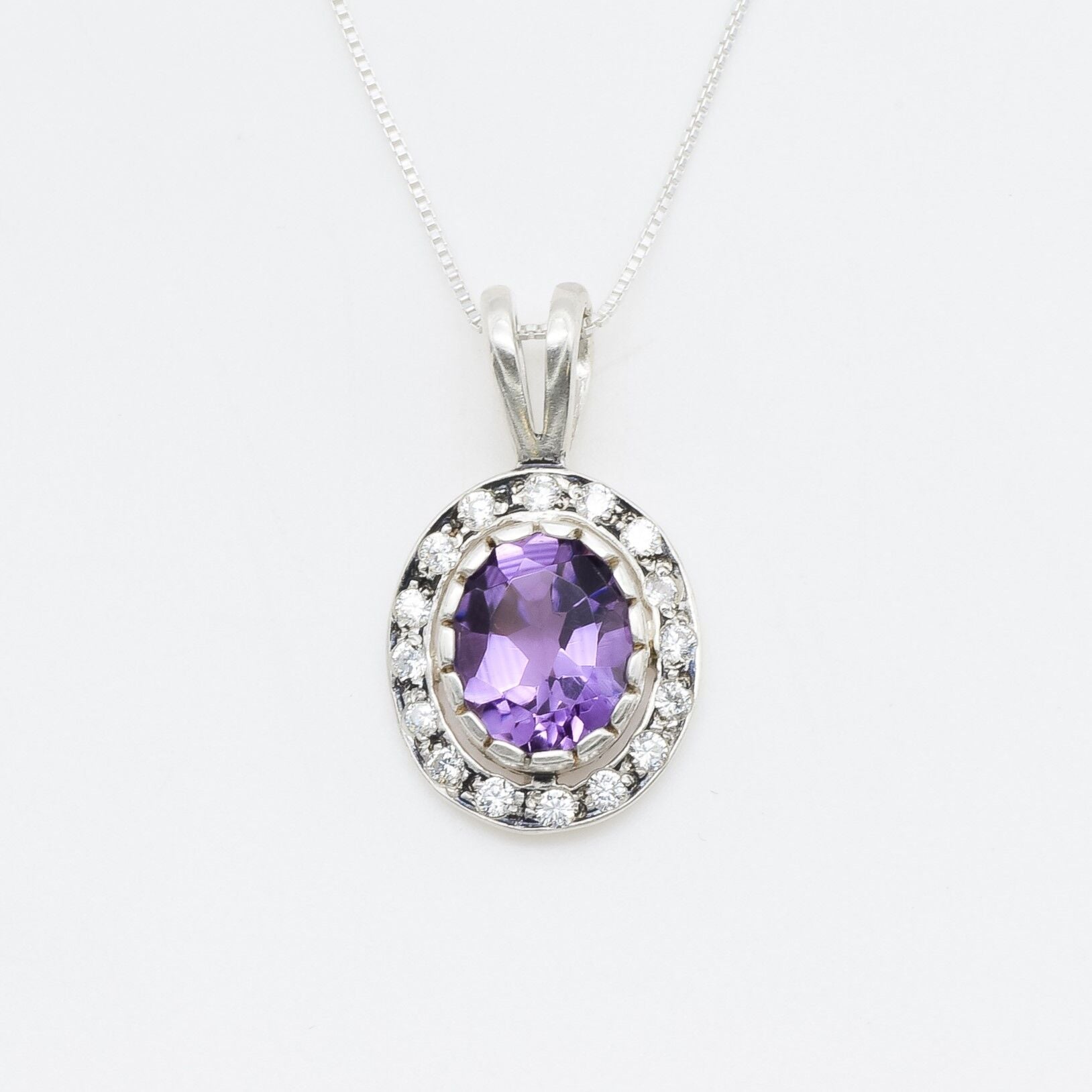 Amethyst Pendant, Natural Amethyst, February Birthstone, Purple Oval Pendant, Amethyst Necklace, February Pendant, Solid Silver Pendant