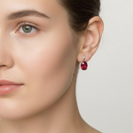 Elegant Ruby Earrings in 925 Sterling Silver with Oval Created Red Ruby, perfect for birthdays and special occasions.