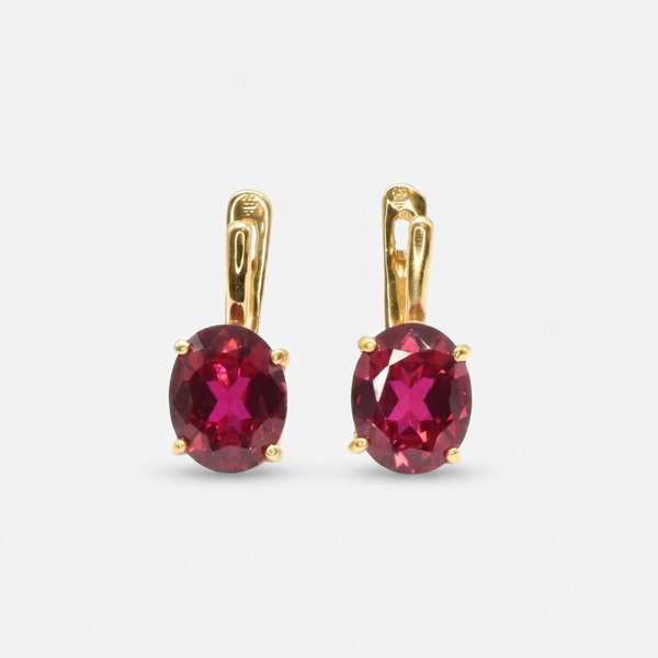 Red Ruby Earrings - Red Oval Earrings - Gold Ruby Earrings – Adina