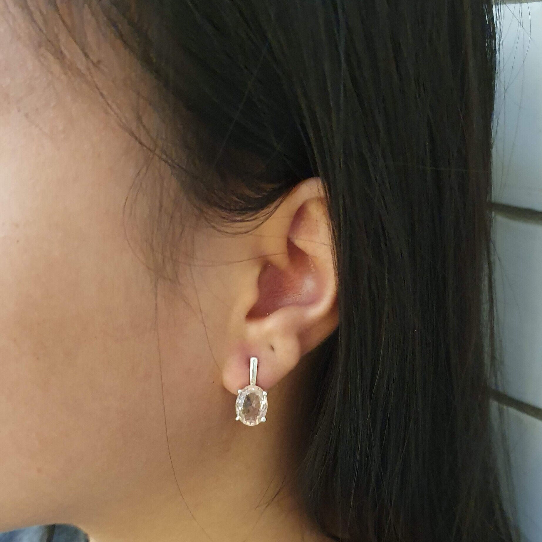 Morganite Earrings, Created Morganite, Vintage Earrings, Cotton Candy Earrings, Pink Diamond Earrings, Unique Earrings, Solid Silver Studs