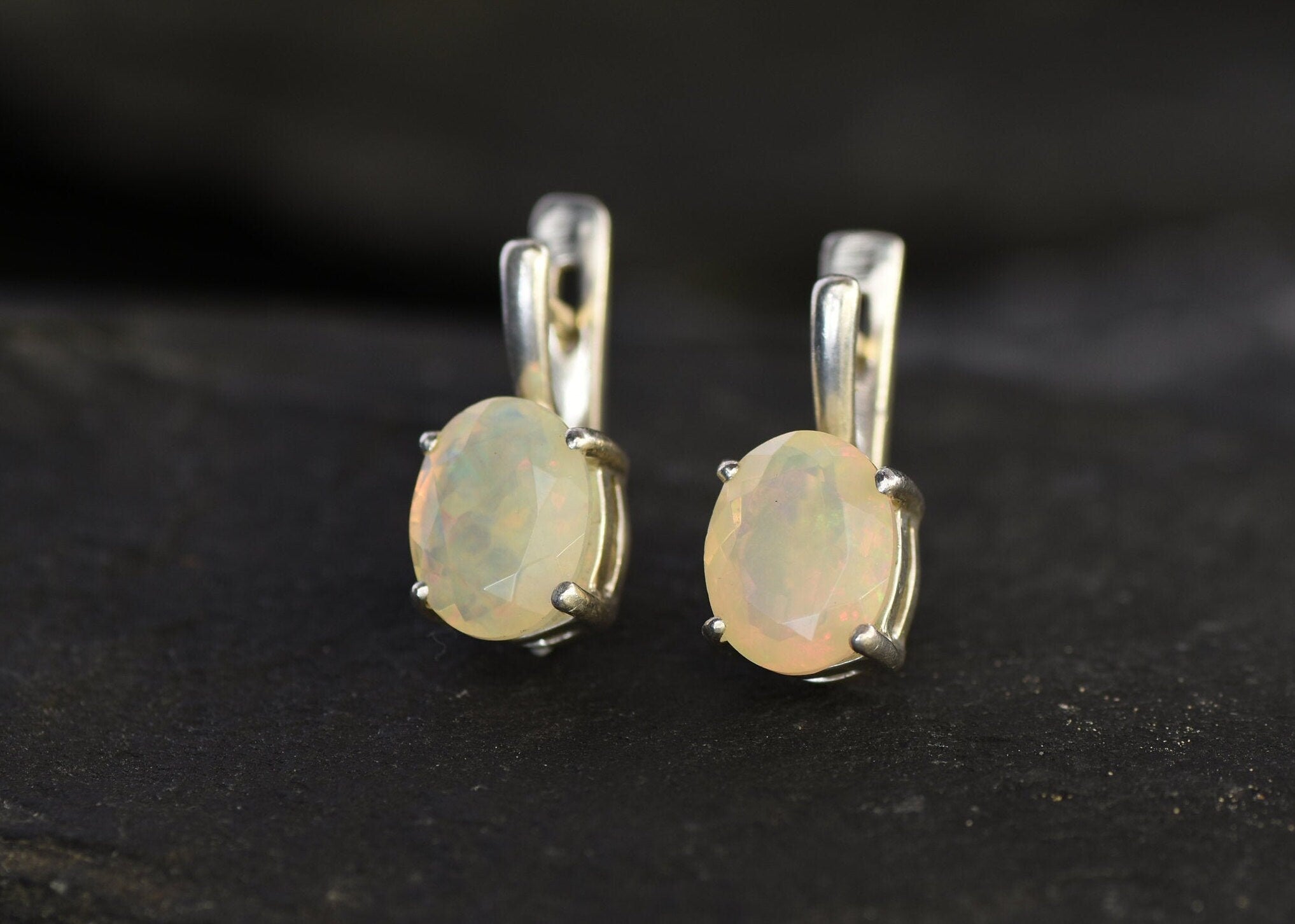 Opal Earrings, Natural Opal, Large Opals, Real Opal, Opal Studs, Genuine Opal, Big Opals, Precious Opal, Silver Earrings, Solid Silver, Opal