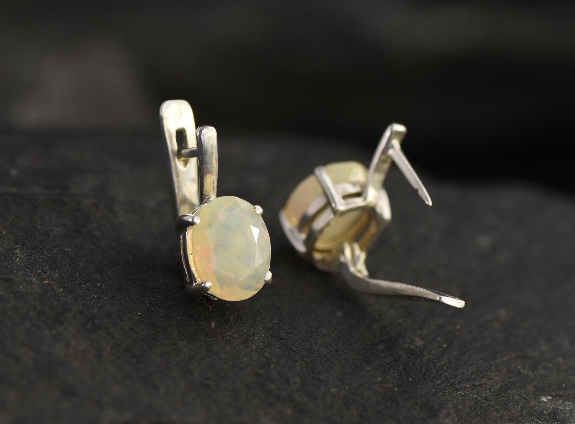 Opal Earrings, Natural Opal, Large Opals, Real Opal, Opal Studs, Genuine Opal, Big Opals, Precious Opal, Silver Earrings, Solid Silver, Opal