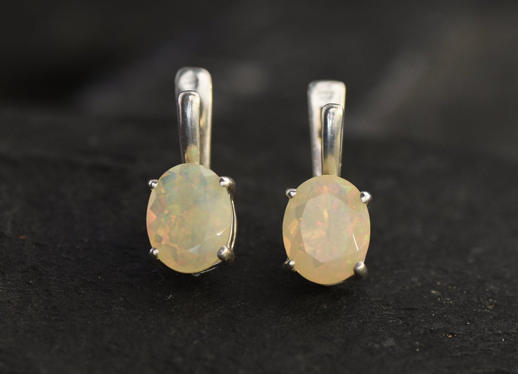 Opal Earrings, Natural Opal, Large Opals, Real Opal, Opal Studs, Genuine Opal, Big Opals, Precious Opal, Silver Earrings, Solid Silver, Opal