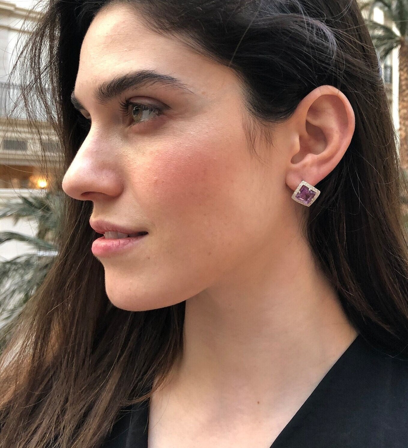 Rose Quartz Earrings, Natural Rose Quartz, January Birthstone, Square Earrings, Pink Earrings, Vintage Earrings, Sterling Silver Earrings