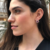 Rose Quartz Earrings, Natural Rose Quartz, January Birthstone, Square Earrings, Pink Earrings, Vintage Earrings, Sterling Silver Earrings