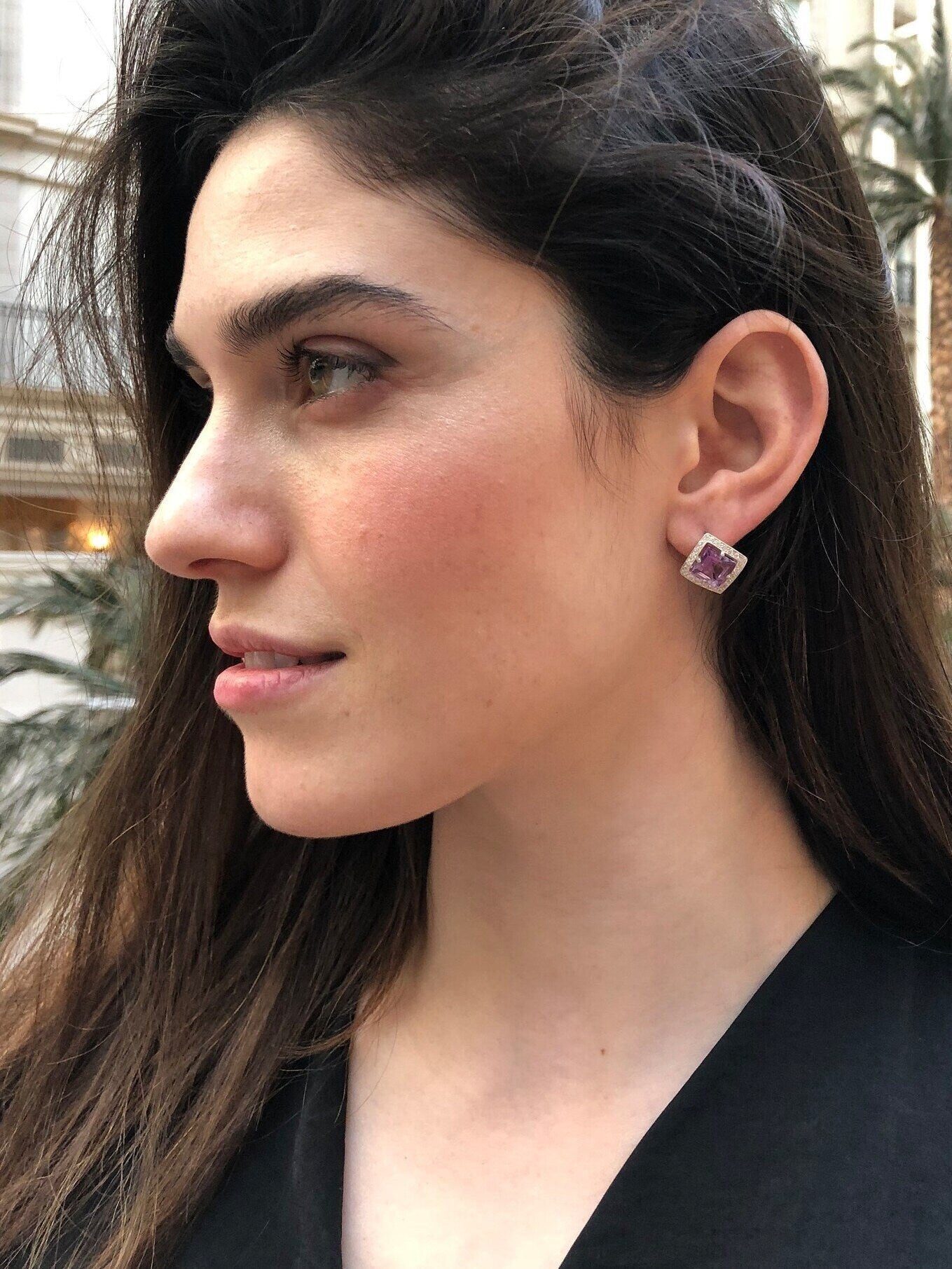 Rose Quartz Earrings, Natural Rose Quartz, January Birthstone, Square Earrings, Pink Earrings, Vintage Earrings, Sterling Silver Earrings