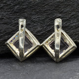 Rose Quartz Earrings, Natural Rose Quartz, January Birthstone, Square Earrings, Pink Earrings, Vintage Earrings, Sterling Silver Earrings