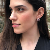 Rose Quartz Earrings, Natural Rose Quartz, January Birthstone, Square Earrings, Pink Earrings, Vintage Earrings, Sterling Silver Earrings