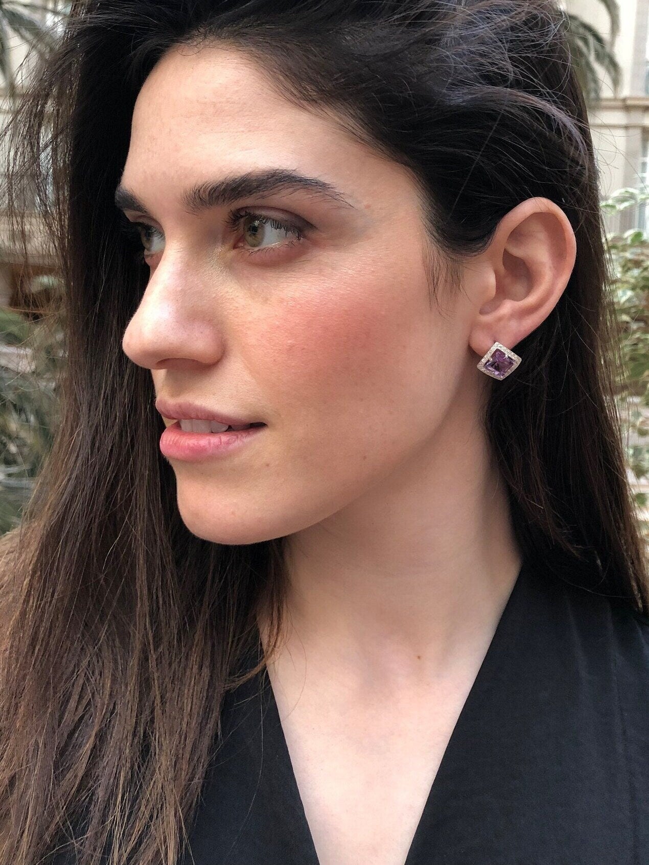 Rose Quartz Earrings, Natural Rose Quartz, January Birthstone, Square Earrings, Pink Earrings, Vintage Earrings, Sterling Silver Earrings