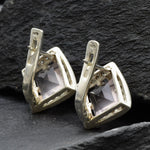 Rose Quartz Earrings, Natural Rose Quartz, January Birthstone, Square Earrings, Pink Earrings, Vintage Earrings, Sterling Silver Earrings