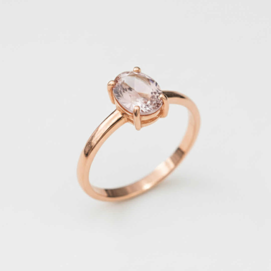 Rose Gold Morganite Ring - Delicate Pink Oval Gemstone, a stunning accessory for everyday elegance and memorable gifts.