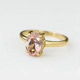 Charming oval morganite ring in 18k Gold Vermeil, perfect for everyday elegance and birthday celebrations.
