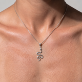 Silver Snake Pendant - Silver Serpent Necklace - Long Snake Necklace