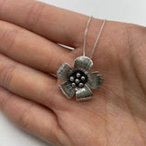 Silver Daisy Pendant - Silver Flower Necklace - Flower Necklace