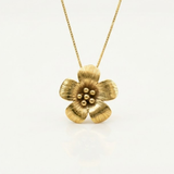 Gold Flower Pendant -  Vintage Flower Necklace, Flower Charm Pendant