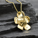 Gold Flower Pendant -  Vintage Flower Necklace, Flower Charm Pendant