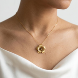 Gold Flower Pendant -  Vintage Flower Necklace, Flower Charm Pendant