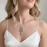 Ankh Silver Pendant Necklace - Elegant 925 Sterling Silver Cross Jewelry for daily wear and special celebrations.