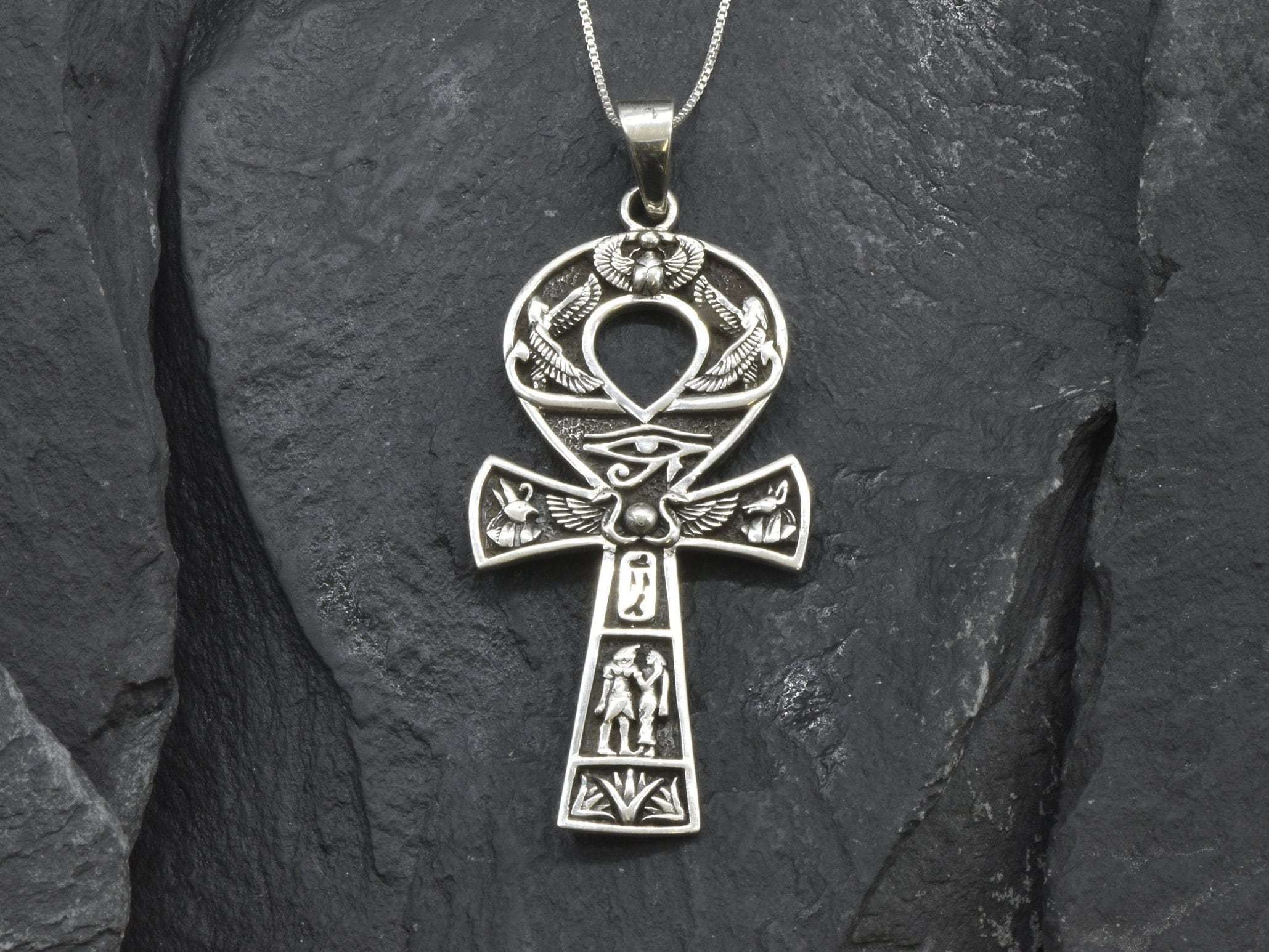 Ankh Silver Necklace - Silver Cross Pendant - Statement Cross Necklace made in 925 Sterling Silver. Ideal for everyday wear and perfect for birthday gifting and special occasions.